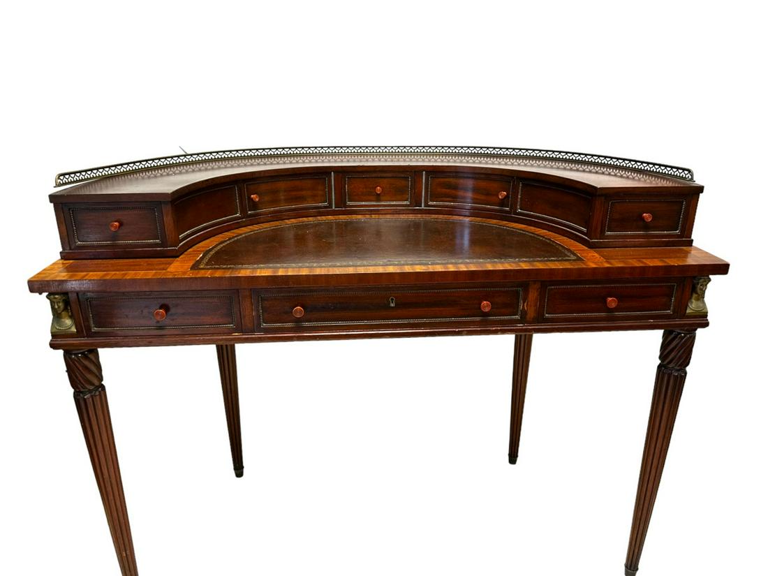 Vintage 40's Mahogany Empire Leather Top Demilune Desk (1 of 13)