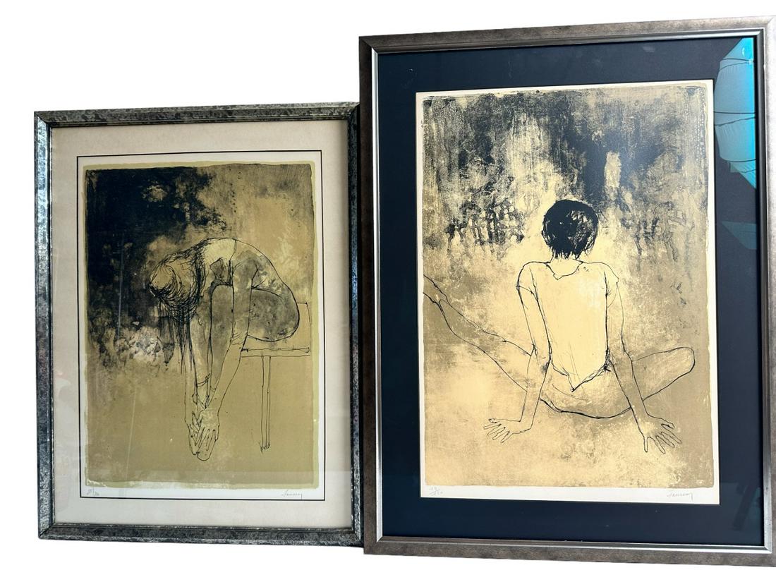 (2) Jean Leon Jansem (1920-2013) sgn. lithographs: (2) Jean Leon Jansem, lithographs both pencil signed and in excellent condition. Jean Leon Jansem (French/American, 1920-2013),(1) Female dancer stretching is pencil signed "Jansen" at lower right, an
