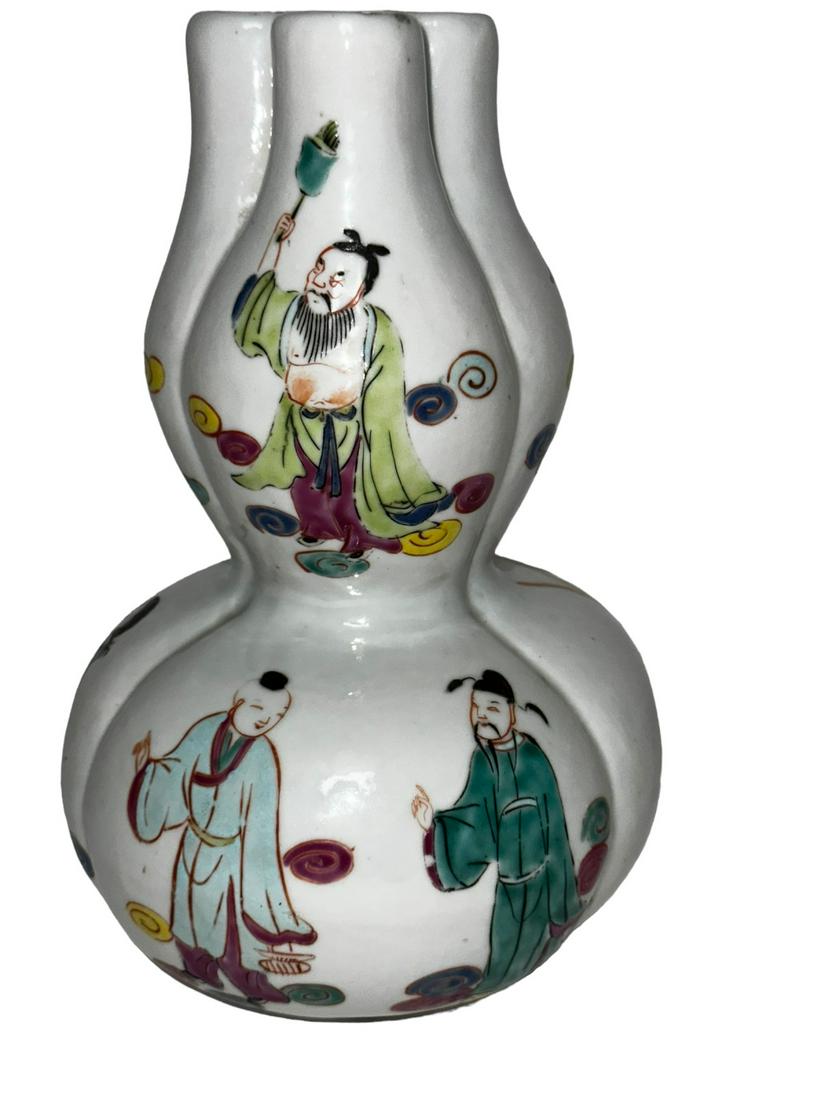Antique Chinese 3 Tube Gourd Vase Confucius (1 of 6)