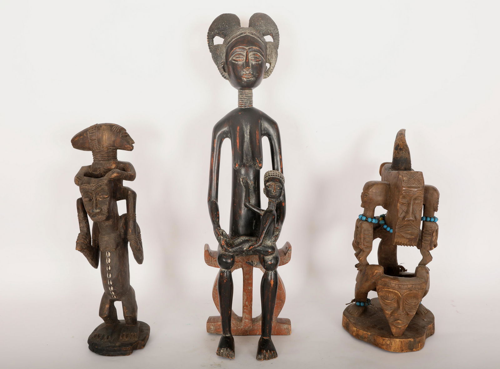 3pc African Wood Maternity Sculptures, Luba & DRC (1 of 20)