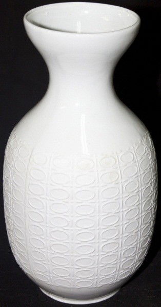 Kpm Mid Century Modern Porcelain Vase: Kpm Mid Century Modern Porcelain Vase With Retro Geometric Pattern 4" diameter 8.25" tall