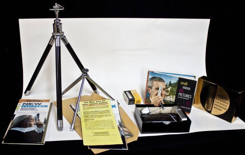 Minox 'spy Camera' W Tripods, Case, And Literature: Minox 'spy Camera' W Tripods, Case, And Literature. User Manual, 2 Tripods, Tripod Ready Attachment, Handheld Attachment