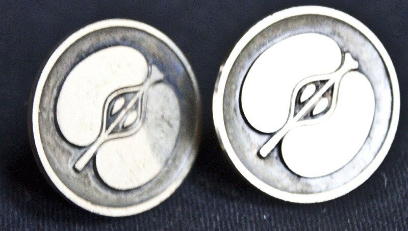 Georg Jensen Sterling Apple Motif Cufflinks: Georg Jenson Sterling Apple Motif Cufflinks With T-bar Style Fittings