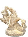 19C Italian Marble Sculpture 3 Children by Stream