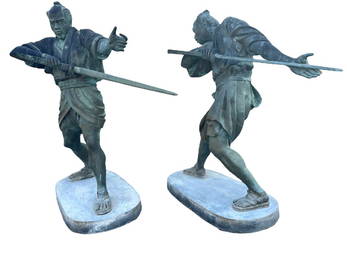 Pr Bronze Life Size Samurai Garden Sculptures