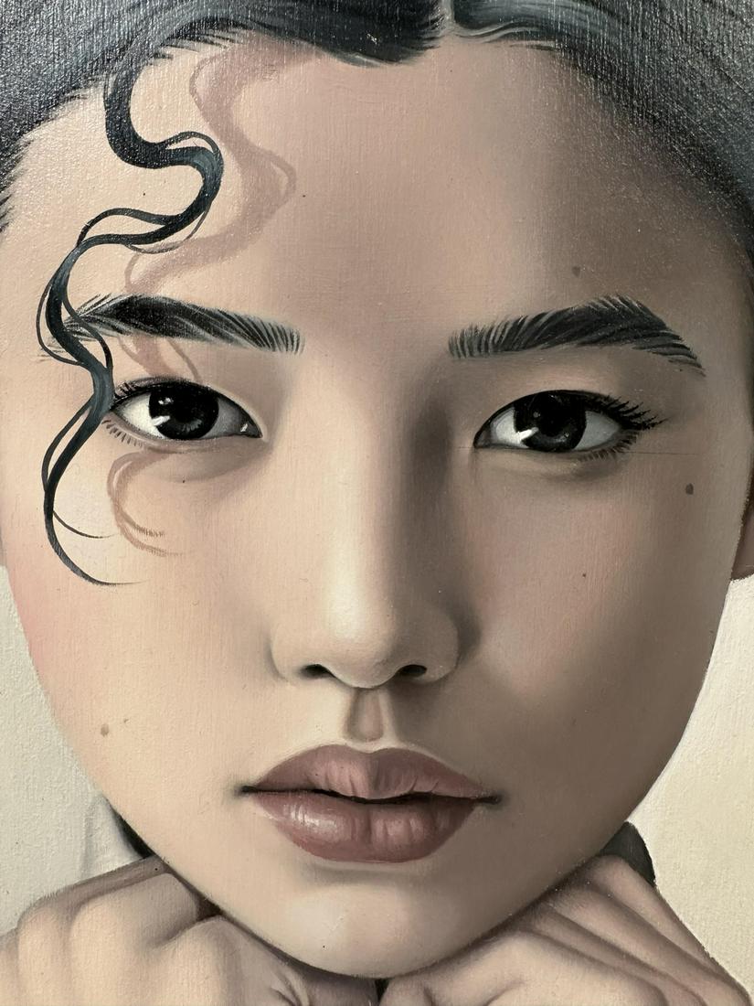 Sarah Joncas "In A Fog" Oil & Acrylic on Panel 19: Sarah Joncas oil and acrylic on a panel, titled "In A Fog", dated 2019. Signed and dated lower right. Signed dated and titled on verso. Excellent condition. Measures 14" x 14".