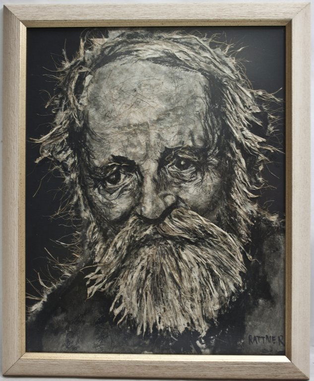 Abraham Rattner Mixed Media Painting. Portrait: Mixed media painting by American artist Abraham Rattner (1893-1978), Portrait of an elderly man. Frame measures 18.5" x 22.5". Measurements: 15.25" x 19.25" Period: Mid Century Artist: Abraham Rattner