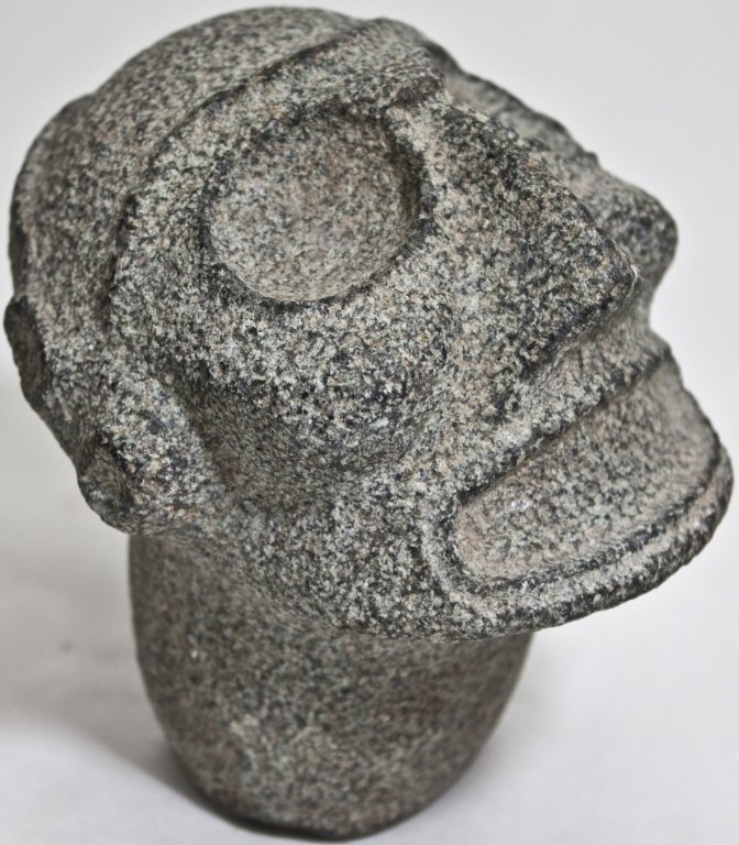 Pre-Colombian Stone Head Carving. Dominican Thaino: Pre-Colombian Stone Head Carving. Dominican Thaino. Measurements: 4" x 5.5" x 6" Period: Pre-Colombian