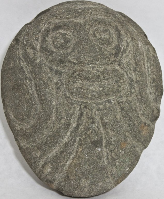 Pre-Colombian Stone Carving. Spirit / Deity: Pre-Colombian stone carving depicting a spirit or deity. Dominican Thaino.. Measurements: 6" x 5" x 2.5" Period: Pre-Colombian