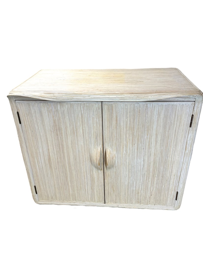 Crespi Style 2 Door 1 Shelf Console White Rattan (1 of 10)