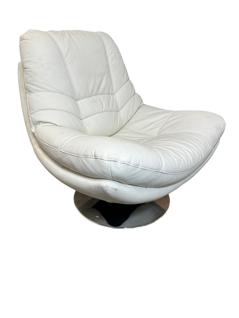 Perazzi White Leather Bucket Chair Swivel (1 of 11)
