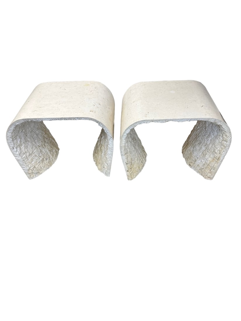 Pair Coquina Stone End Tables (1 of 8)