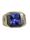 Men's Tanzanite & Diamond Ring 14kt WG & YG