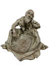 19th Century Austrian Judaica bronze of a seated Jewish fortune teller, shows oversized tarot cards.