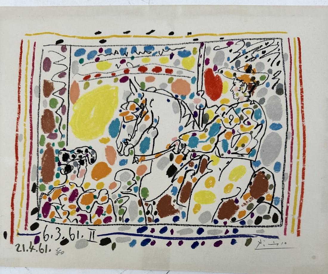 Pablo Picasso lithograph, titled "Le Picador II", dated 1961. Signed in pencil lower right, edition (1 of 8)