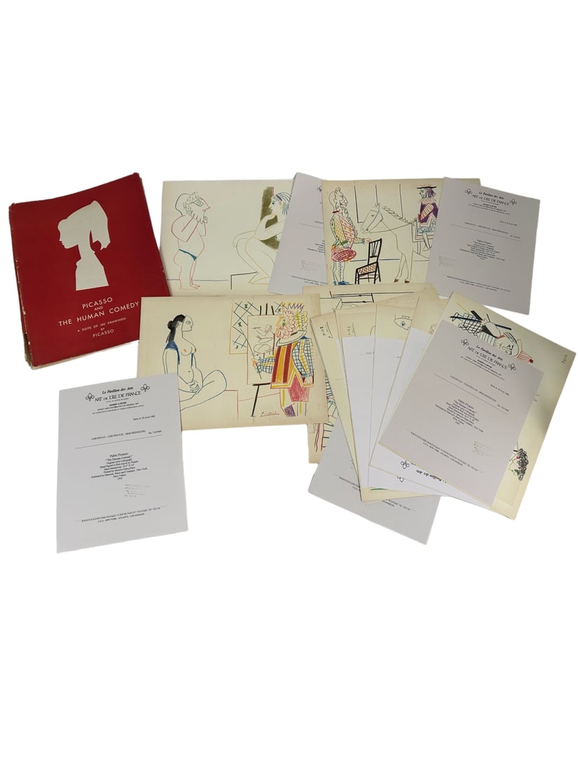 12 Pieces by Pablo Picasso from "The Human Comedy" 1954, each has COA, (1) book cover with intro on (1 of 20)