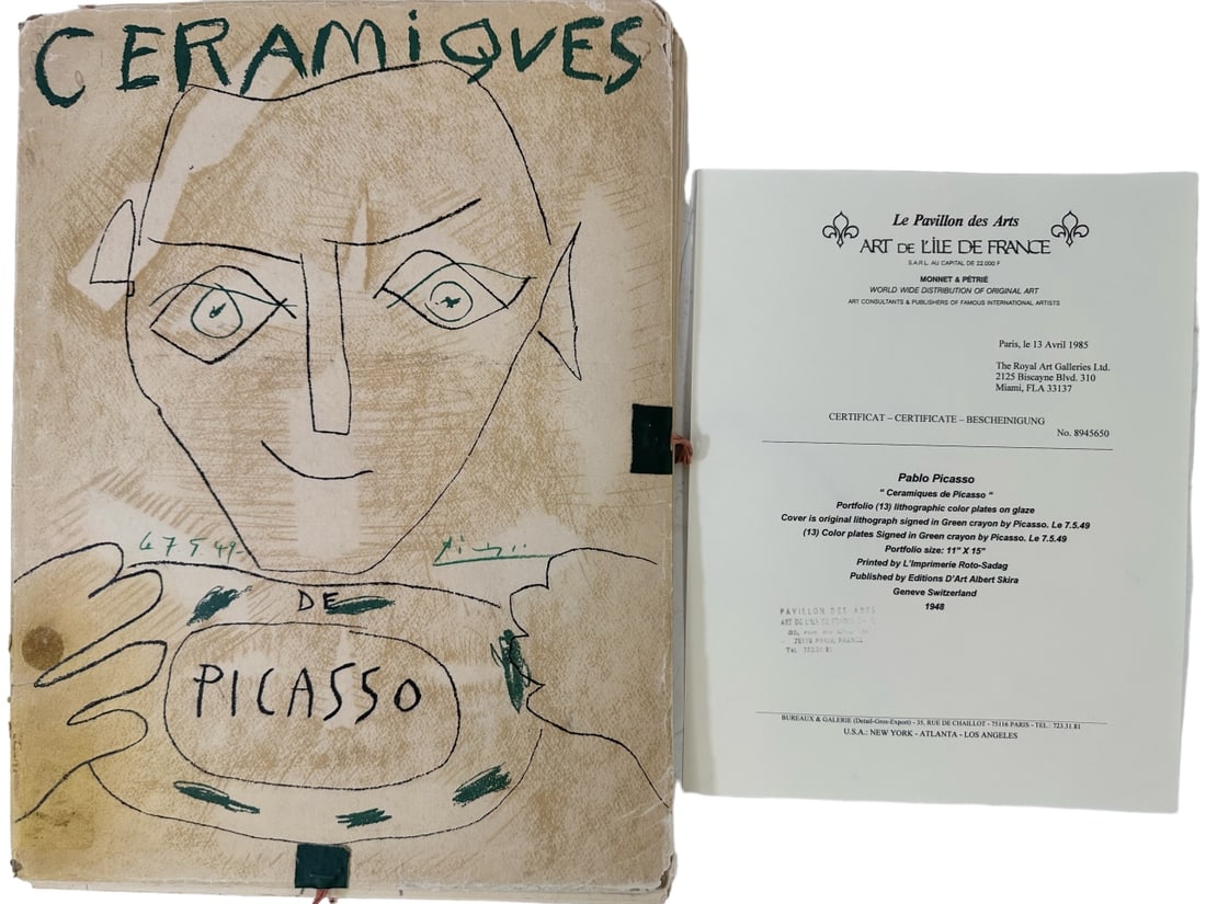 Pablo Picasso Portfolio of "Ceramiques de Picasso". Portfolio of 13 lithographic color plates on (1 of 20)
