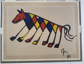 Alexander Calder original lithograph, titled "Beastie". Signed and dated 74 in the stone lower right