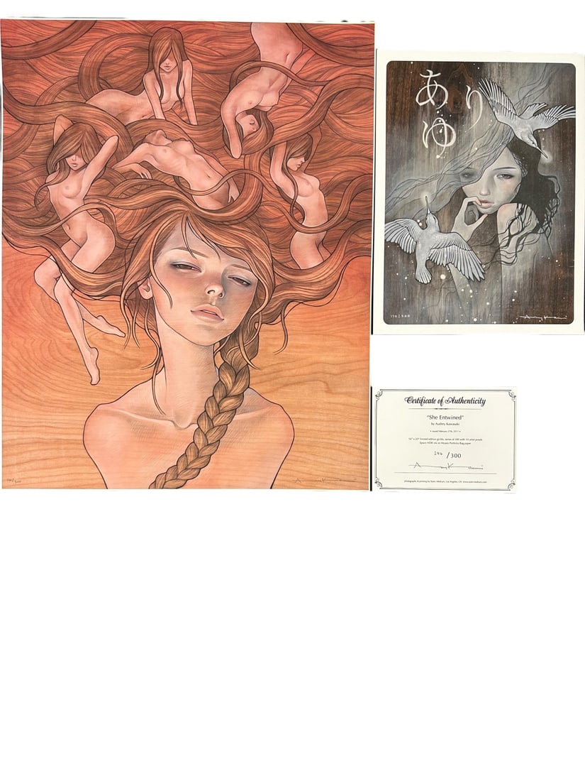2 Pieces by Audrey Kawasaki, (1) limited edition lithograph, titled "She Entwined", numbered (1 of 14)