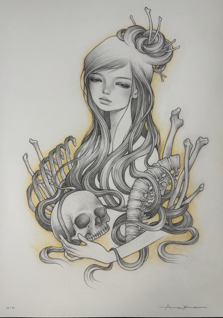 Audrey Kawasaki limited edition lithograph, titled "Reconcile" dated, 2008, numbered in pencil 3/75 (1 of 9)