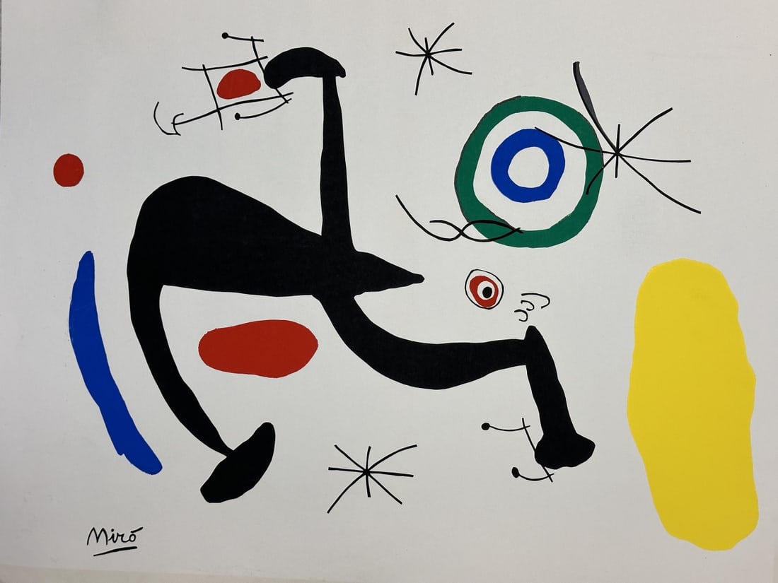 Joan Miro lithograph titled "La Niche Chantant La Tosca". Signed Miro in the stone. Very good (1 of 4)