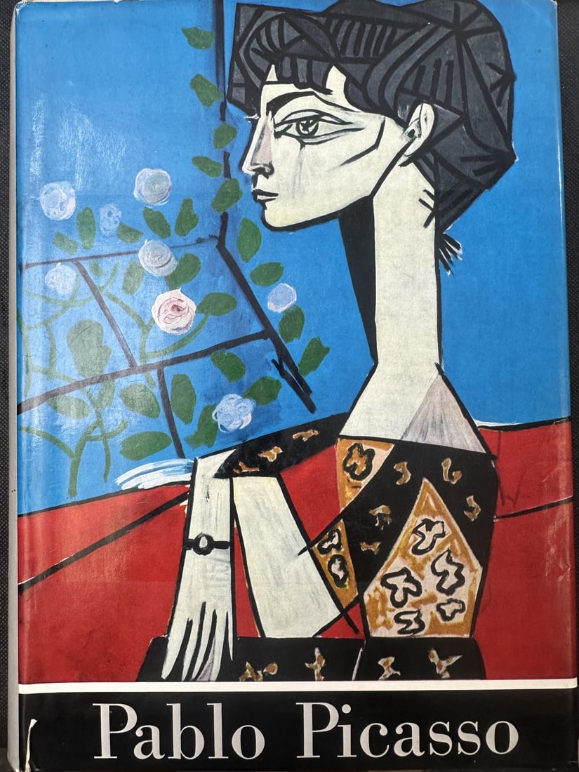 Pablo Picasso Book by Harry N Abrams Signed: Autographed Pablo Picasso Book by Harry N. Abrams. Picasso collaborated in the production of the book, he checked the 40 full color plates for fidelity to his work. Printed 1955 in Stuttgart, Germany,