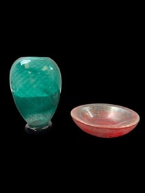 2pc Kosta Boda & Murano Italy Art Glass Vases