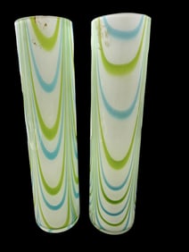 Pr Moretti Carlo Murano Italy Art Glass Vases