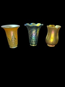 3pc Lundberg Studios Art Glass Lamp Shades