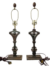 Antq Pr Wrought Iron Fence Now Lamps