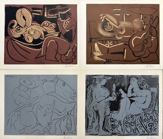 4pc Pablo Picasso Original Linocuts with COA