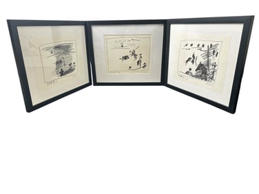 3pc Pablo Picasso Original Lithographs COAs