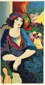 Patricia Govezensky "Lady in Blue Dress" Serigraph