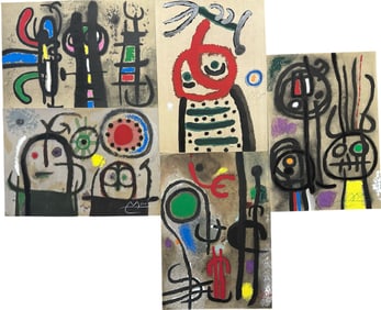 5pc Joan Miro Original Color Lithographs COA