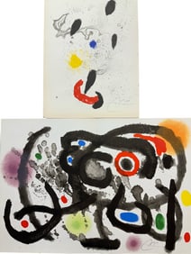 2pc Joan Miro Original Lithographs COA Signed
