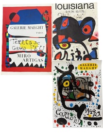 3pc Joan Miro Exhibition Posters Signed