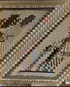 Large 1970s Painted Egyptian Gods & Hieroglyphics