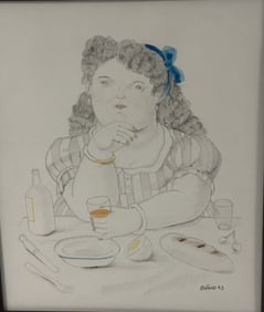 Fernando Botero "Woman Eating on Table" Original