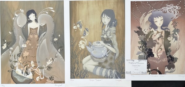 3pc Amy Sol LE Giclees "Kokiri Teatime, Distant
