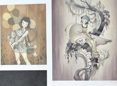 2pc Amy Sol LE Giclees "Carousel Girl & Tea Leaves