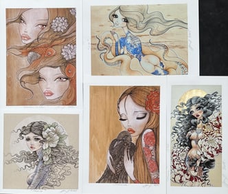 5pc Margareta Goreta-Rakowska Signed Prints