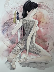 Carla Wyzgala Orig Watercolor "Bushido Spirit"