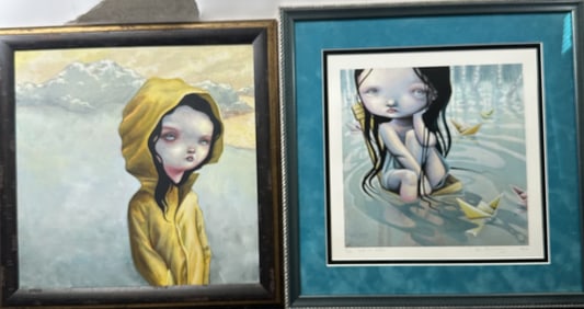 2pc Anne Angelshaug Original "New Winter" & Litho