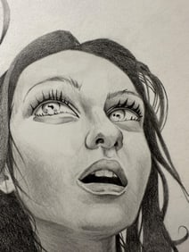 Patrick Fatica Original Drawing Woman with Bird