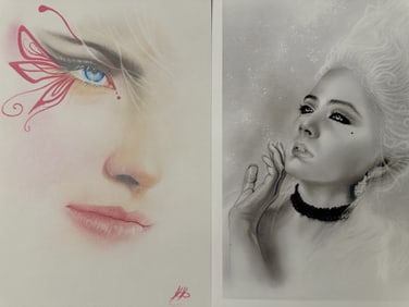 2pc Katerina Koukiotis Original Pastel & Print