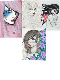 4pc Robin McQuay Original Drawings & Watercolors
