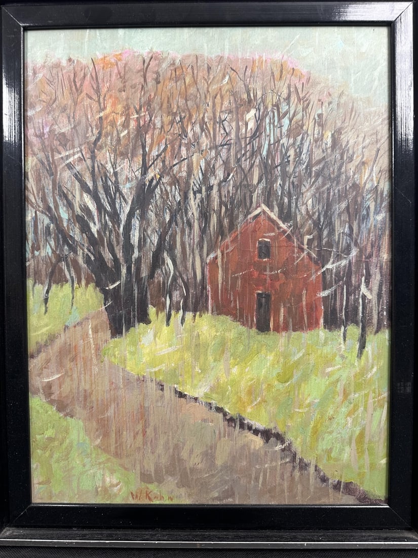 Wolf Kahn Attributed to Red Barn at Forest on Board (1 of 7)