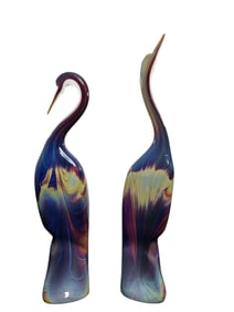 Pr Oscor Zanetti Blown Art Glass Birds