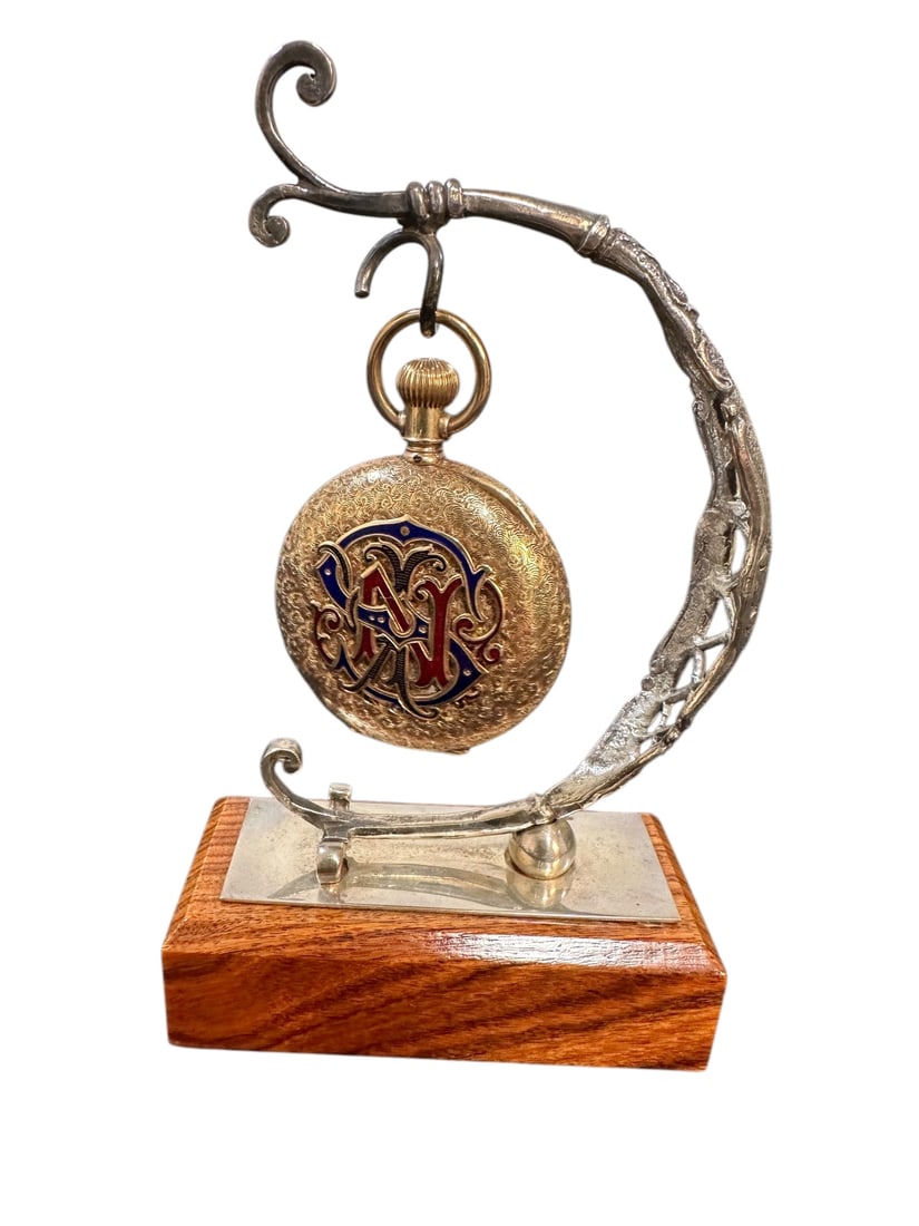 Vntg Rococo Style Silver Pocket Watch Holder (1 of 10)