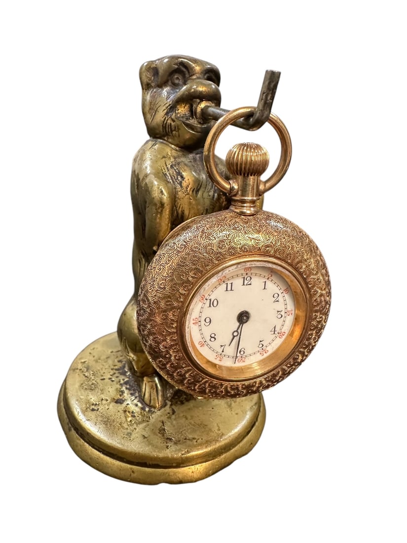19C Cast Bronze Monkey Pocket Watch Holder (1 of 8)